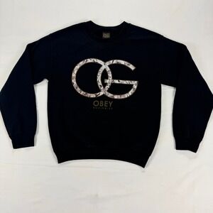 Obey OG Logo‎ Crewneck Sweatshirt Black Small Streetwear Pullover Fleece